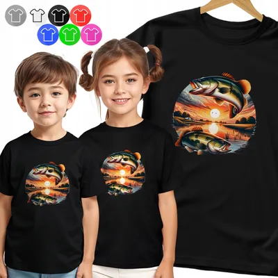 Produktbild von Kinder T-Shirt - WĘDKARSTWO - OKOŃ I ZACHÓD für Jungen - XL