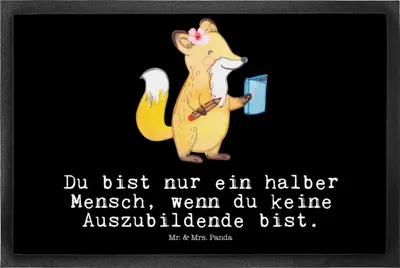 Produktbild von Mr. & Mrs. Panda fußmatte Auszubildende Herz 50 x 75 cm - Schwarz - Geschenk, Türmatte, Spruch, Gummimatte, Abschlussprüfung, Lustig, Schmutzfänger, Witzig, Schmutzmatte