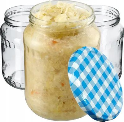 Produktbild von KADAX Einmachgläser mit Deckel "Jukka", Marmeladengläser, Einweckgläser, 720 ml, Blau kariert, 8 Stück
