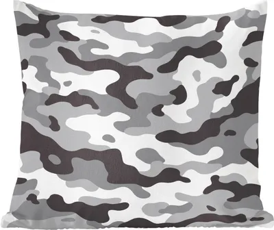 Produktbild von MuchoWow® Zierkissen Sofakissen Wohnzimmer Dekokissen 50x50 cm Schwarz-weißes Camouflage-Muster - Komfort - Sofakissen