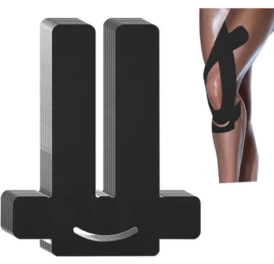 Productafbeelding van Kinesiotape, voorgesneden voor de knie, 12 stuks, waterdicht, katoen, zwart