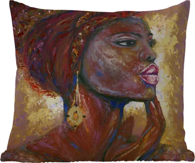 Produktbild von MuchoWow® Outdoor Kissen - Gemälde - Ölgemälde - Gold - Frau - 40x40 cm - Wetterfest - Lounge Kissen - Kopfkissen - Interieur - Polster mit Bild