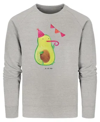 Produktbild von Mr. & Mrs. Panda Baumwoll Pullover Avocado Party Zeit Größe XS - Heather Grey - Geschenk, Happy Birthday, Sweater, Feier, Pulli, Geburtstagsfeier, Geburtstag, Glücklich