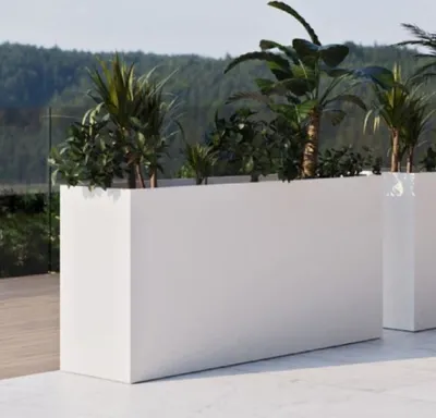 Produktbild von Casa Padrino Luxus Blumentopf Matt Weiß 160 cm - Rechteckiger Pflanzentopf