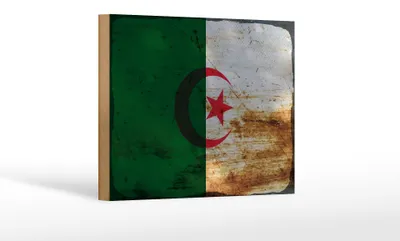 Produktbild von Holzschild Flagge Algerien 18x12cm Flag Algeria Rost