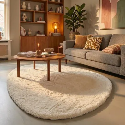Produktbild von Volero - Hochflor Teppich - Comfy Supreme Pebble Creme - 60x80 cm - Wohnzimmer, Kinderzimmer, Schlafzimmer, Flur, Babyzimmer - Modern, Skandinavisch, Retro