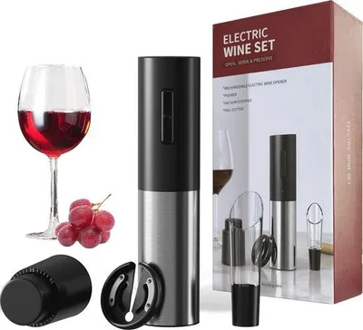 Zdjęcie produktu dla Elektryczny otwieracz do wina z aeratorem i nalewakiem – zestaw akumulatorowych otwieraczy do wina dla miłośników wina (4 sztuki)