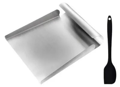 Produktbild von Gemüseschaufel mit Silikonspatel Edelstahl & Silikon Antihaft Küchenhelfer Set