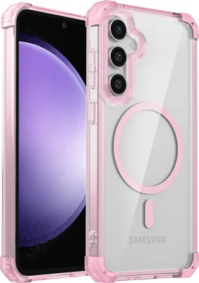 Image de Etui magnétique pour Samsung Galaxy S23 FE compatible avec MagSafe, antichoc, protection militaire étui transparent Rose