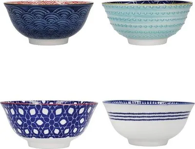 Obrázek produktu pro Sada čtyř misek Famanu – červené a modré barvy – rozměry 155 x 75 cm – baleno v dárkové krabičce