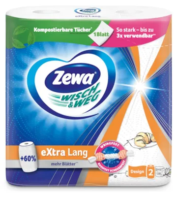 Immagine prodotto di Zewa 43222 Küchenrollen WISCH&WEG eXtra Lang Design 2-lagig 2 Rollen