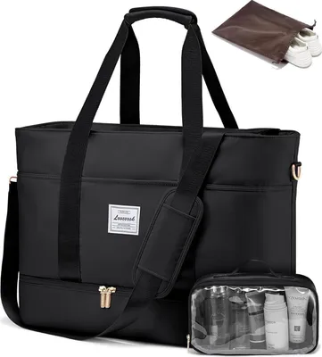 Produktbild von Schwarze LOVEVOOK Reisetasche Damen mit Schuhfach und Kulturbeutel