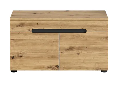 Produktbild von Garderobe Sitzbank "Cooper" Artisan Eiche und grau Schuhbank mit Soft-Close und Sitzkissen