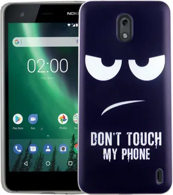 Produktbild von Handy Hülle für Nokia 2 Dont Touch My Phone Blau Smartphone Cover Bumper Schale Etuis