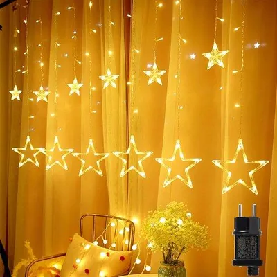 Obrázok produktu pre LED reťaz s 12 LED hviezdami – vianočné osvetlenie s časovačom – 138 LED, 31 V, teplá biela, 8 režimov – vodotesná svetelná reťaz na Vianoce