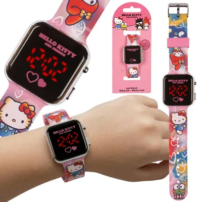 Produktbild von Hello Kitty and Friends Digitale Armbanduhr für Mädchen in Rosa, LED-Uhr mit Datum und Uhrzeit