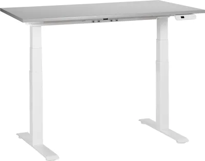 Zdjęcie produktu dla BELIANI Regulowane biurko szary blat biała stalowa rama 120 x 72 cm elektryczna zmiana wysokości kwadratowe nóżki nowoczesny design