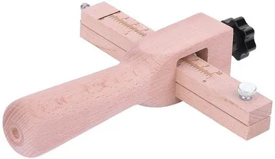 Productafbeelding van Leder snijmachine - Verstelbare houten snijmachine - 5 snijbladen - Snijbreedte 1,0-5,0 mm - Geschikt voor leerbewerking (DIY) - RVS accessoires - Riemensnijmachine