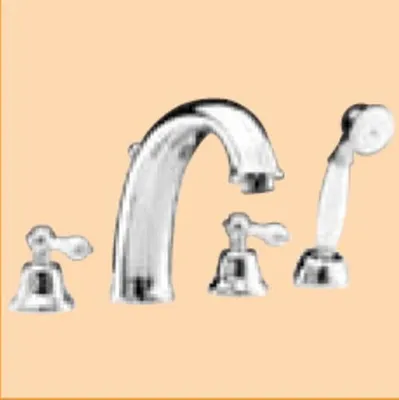 Produktbild von Demm Badewannenarmatur Wannenrand 4 Loch Etros, Griff weiß, Farbe:Chrom/Gold!!, 2120, 08145.003.CD