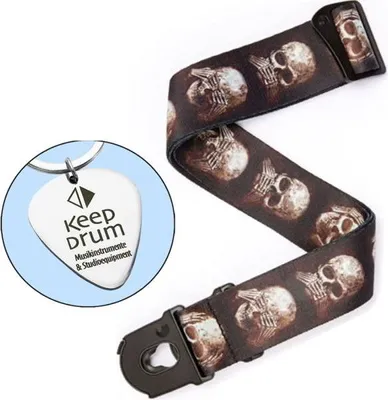 Obrázek produktu pro Planet Waves kytarový popruh Lebky s trsátkem