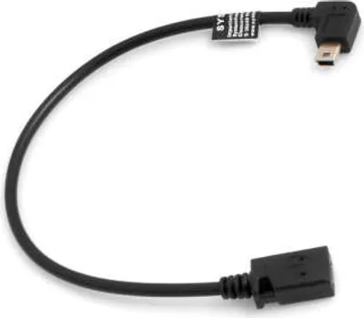 Produktbild von SYSTEM-S Mini USB 90° links gewinkelt Winkelstecker auf Mini USB Buchse Kabel Daten- und Ladekabel 27 cm