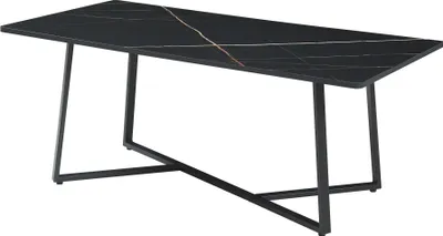 Produktbild von Couchtisch 'Riskiften' Wohnzimmertisch mit Metallgestell 120 x 60 x 48 cm Marmoroptik, schwarz