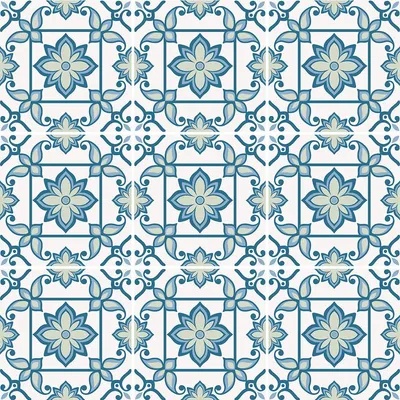 Productafbeelding van Zelfklevende tegelstickers voor keuken en badkamer – 9 cementtegels stickers (AZULEJOS DOZZA) – 9 stickers, 15 x 15 cm