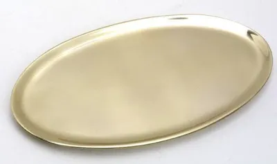 Produktbild von Kerzenteller oval 20 x 11 cm Messing Gold poliert für Ovalkerzen, Ellipsen, Hochzeitskerzen, Taufkerzen