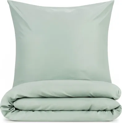 Produktbild von Blumtal Basic Bettwäsche 140x200 cm & Kissenbezug 40x80 cm - Bettbezüge aus Atmungsaktivem Mikrofaser, Superweiches Bettbezug Set, , 2teilig - Summer Green