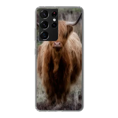 Produktbild von MuchoWow® Handyhülle Schutzhülle Hülle für Samsung Galaxy S21 Ultra Schottischer Hochländer - Moos - Gras Silikon Softcase Handy Hülle - Mobiltelefon