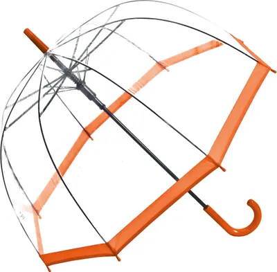 Produktbild von Regenschirm Transparent Durchsichtig Glockenschirm Damen Automatiköffnung Orange