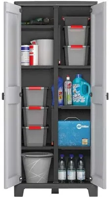 Produktbild von Art Plast F71PS, Grau, Kunststoff, Polypropylen (PP), 3 Regale, 2 Tür(en), 680 mm, 370 mm