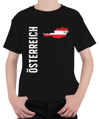 Produktbild von Österreich Fussball Fan Weltmeisterschaft Europameisterschaft WM Kinder T-Shirt, Schwarz, 128