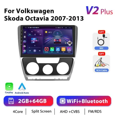 Produktbild von Skoda Octavia 2007–2013 - Android 2-DIN Autoradio - CarPlay - 25,4 cm Touchscreen - 2 GB RAM 64 GB ROM - Android 10 - GPS Navi - RDS 4×45 W