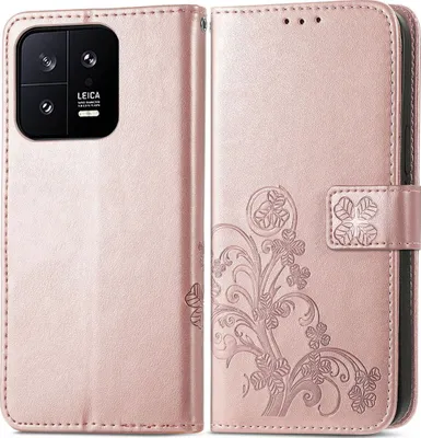 Produktbild von Mobigear Clover Xiaomi 13 Hülle Klapphülle Geldbörse - Roségold