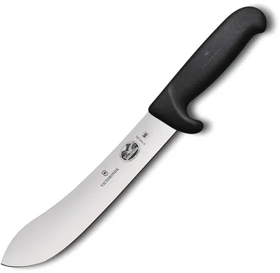 Obrázok produktu pre Fibrox, mäsiarsky nôž, 20 cm, rovný, s bezpečnostným ostrím, čierny