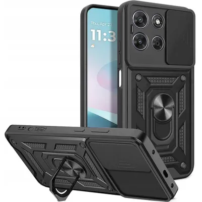 Zdjęcie produktu dla Etui na telefon z kółkiem do Motoroli Moto G67 Power / G57 Power, Tech-Protect Camshield Pro, czarne