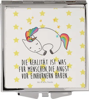 Produktbild von Mr. & Mrs. Panda Kosmetikspiegel Einhorn Nacht - Weiß - Geschenk, Schminkspiegel, Unicorn, Traum, klein, Kleiner Spiegel, Handspiegel, Freundin, Klappspiegel, Einhörner
