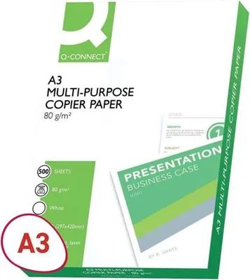 Obrázek produktu pro Q-Connect® KF01089 Kopírovací papír ECF - A3, 80 g/m2, 500 listů