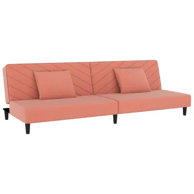 Produktbild von vidaXL Schlafsofa 2-Sitzer mit 2 Kissen Rosa Samt