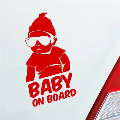 Produktbild von Auto Aufkleber Baby an Board Baby an Bord 19x10 cm Rot Sticker Heckscheibenaufkleber