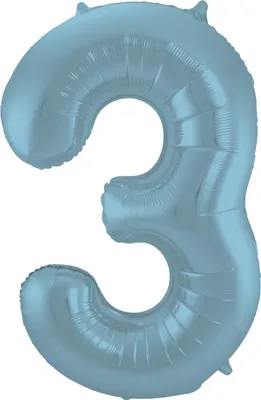 Produktbild von Folienballon Zahl 3 Pastellblau Metallic Matt 86cm