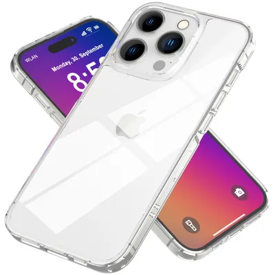Immagine prodotto di NALIA Custodia trasparente per iPhone 16 Pro – Anti-ingiallimento e resistente agli urti – BLYSS (retro effetto vetro) – Marchio di Berlino