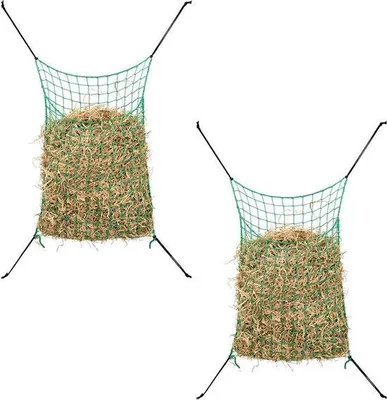 Obrázok produktu pre Súprava pomalých kŕmidiel pre kone a poníky – obdĺžniková – 0,9 x 1,5 metra – priemer otvorov 45 mm – odolná voči poveternostným vplyvom – zelená