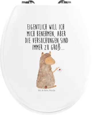 Produktbild von Mr. & Mrs. Panda Klodeckel Alpaka Fahne - Weiß - Geschenk, Liebe, Toilettendeckel, Klo-Deckel, Alpakas, Lama, Lamas, WC Brille, WC-Sitz, Sitz