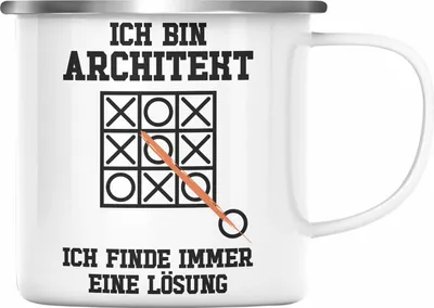 Produktbild von Trendation - Architekt Geschenk Emaille Tasse Lustig Emaille Emaille Tasse mit Spruch Architektur Architekten Geschenkidee Männer (Silber)
