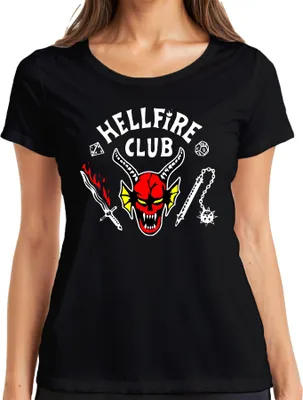 Produktbild von HELLFIRE CLUB Dämon Schädel Hörner D20 Flammenschwert Rollenspiel Damen T-Shirt, Schwarz, 3XL