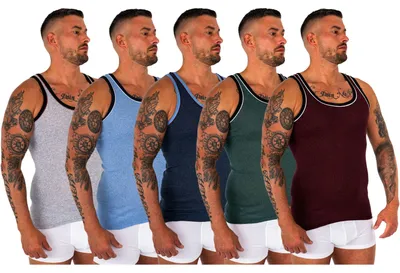 Produktbild von TEXEMP 4er Pack Herren Unterhemd Baumwolle Achselhemd Feinripp Shirt | B276 - XXL - 4 Stück