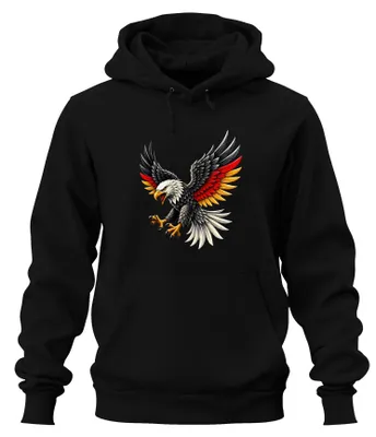 Produktbild von Deutschland Adler Bundesadler Stolz Statement Sarkasmus Hoodie Kapuzenpullover, Schwarz, M