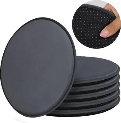 Produktbild von Domarex Rundes Sitzkissen Set für Stühle Weich Rutschfest Langlebig, Graphit 36cm (set mit 6 Teilen)